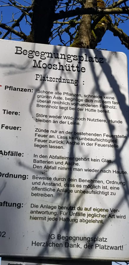 Platzordnung der Mooshütte